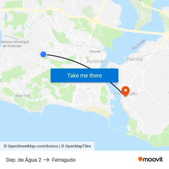 Dep. de Água 2 to Ferragudo map