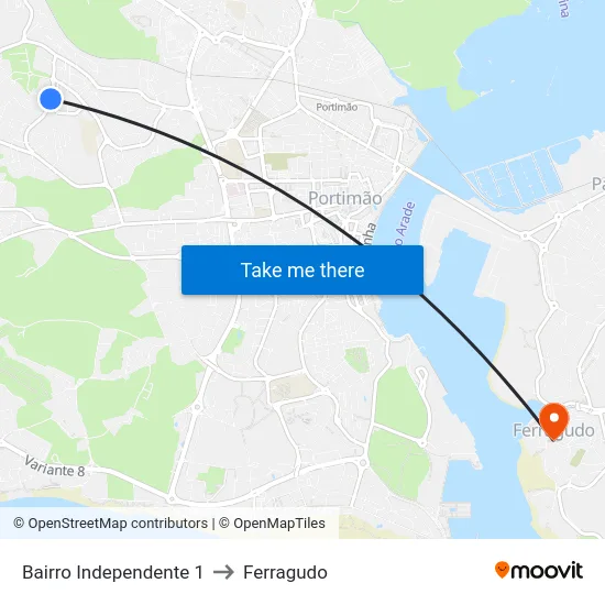 Bairro Independente 1 to Ferragudo map