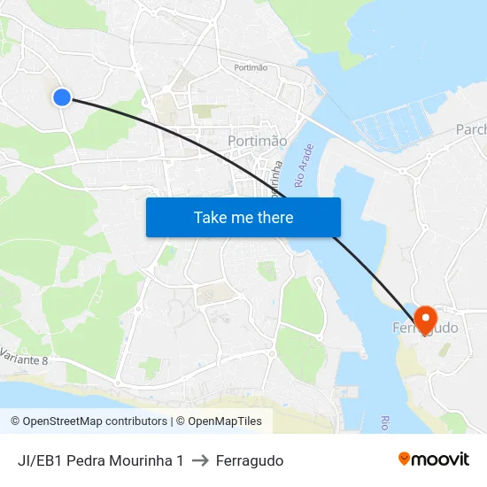 JI/EB1 Pedra Mourinha 1 to Ferragudo map