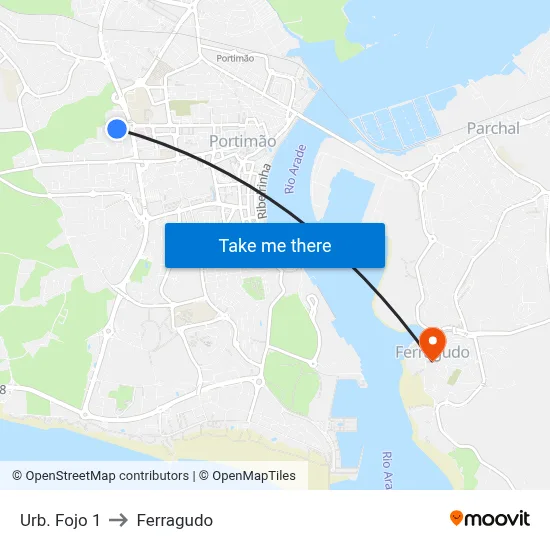 Urb. Fojo 1 to Ferragudo map