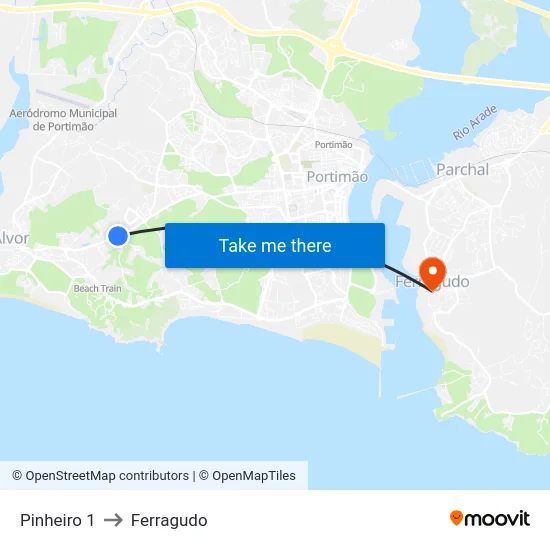Pinheiro 1 to Ferragudo map