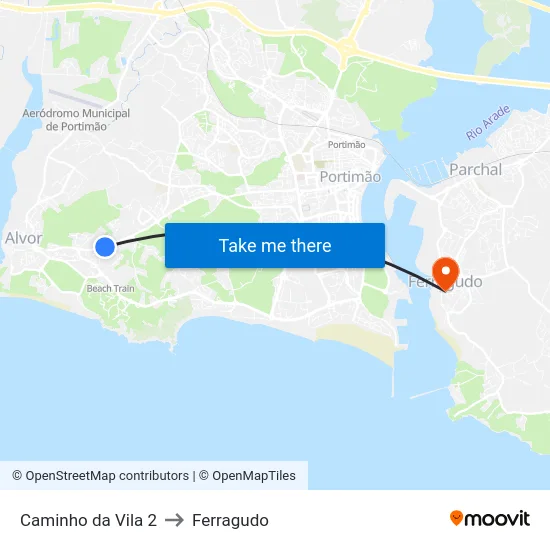 Caminho da Vila 2 to Ferragudo map