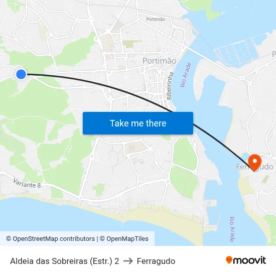 Aldeia das Sobreiras (Estr.) 2 to Ferragudo map