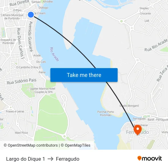 Largo do Dique 1 to Ferragudo map