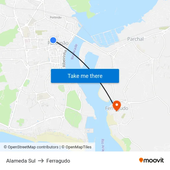 Alameda Sul to Ferragudo map