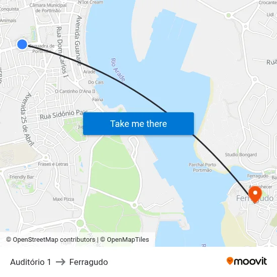 Auditório 1 to Ferragudo map