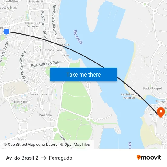 Av. do Brasil 2 to Ferragudo map