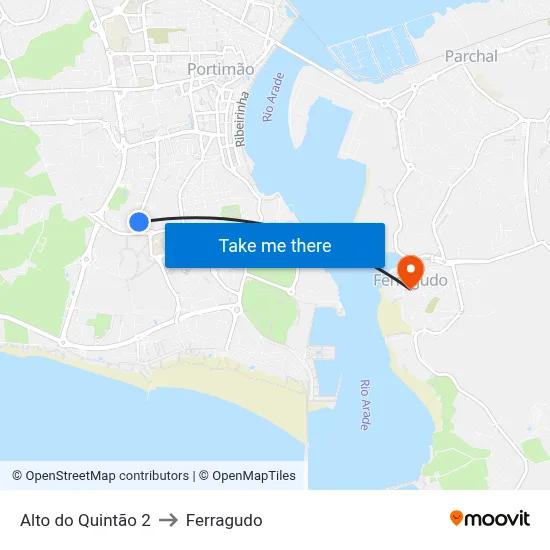 Alto do Quintão 2 to Ferragudo map