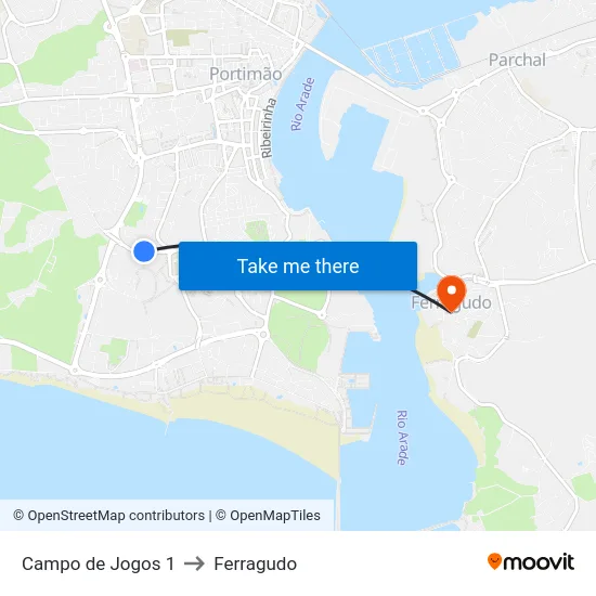 Campo de Jogos 1 to Ferragudo map