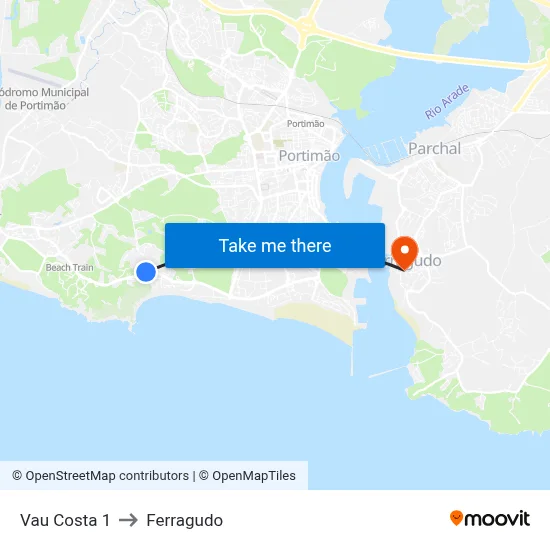Vau Costa 1 to Ferragudo map