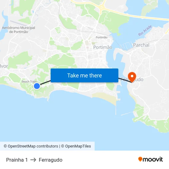Prainha 1 to Ferragudo map