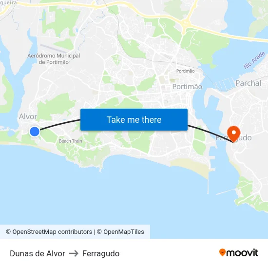 Dunas de Alvor to Ferragudo map