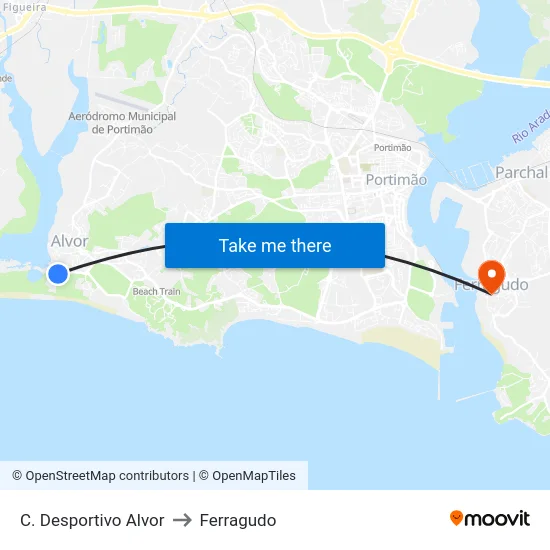 C. Desportivo Alvor to Ferragudo map