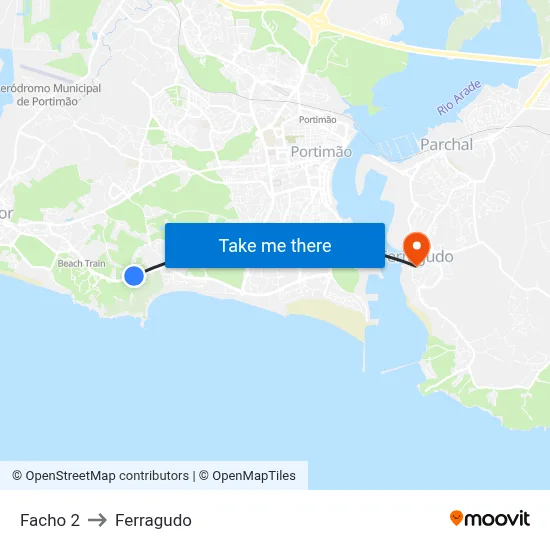 Facho 2 to Ferragudo map