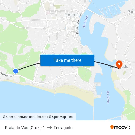 Praia do Vau (Cruz.) 1 to Ferragudo map