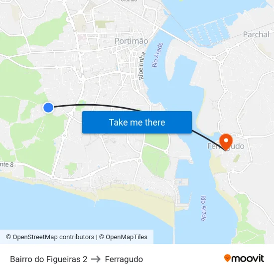 Bairro do Figueiras 2 to Ferragudo map
