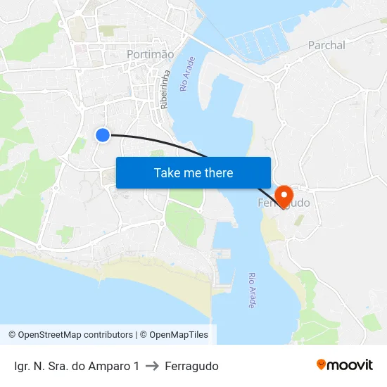 Igr. N. Sra. do Amparo 1 to Ferragudo map