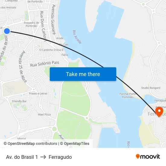 Av. do Brasil 1 to Ferragudo map