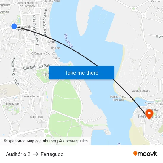 Auditório 2 to Ferragudo map