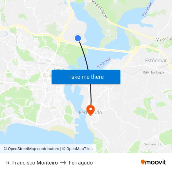 R. Francisco Monteiro to Ferragudo map