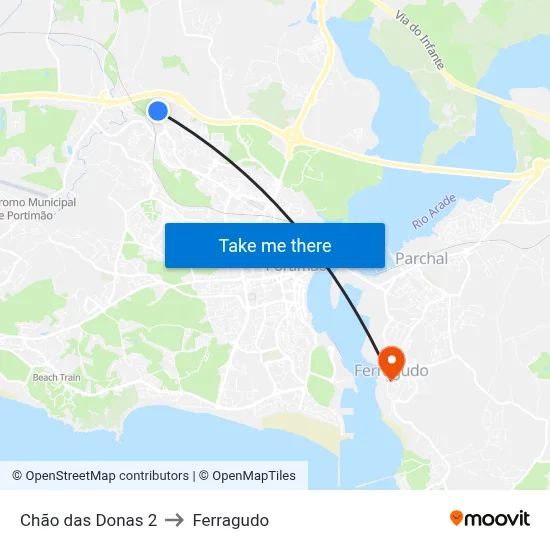 Chão das Donas 2 to Ferragudo map
