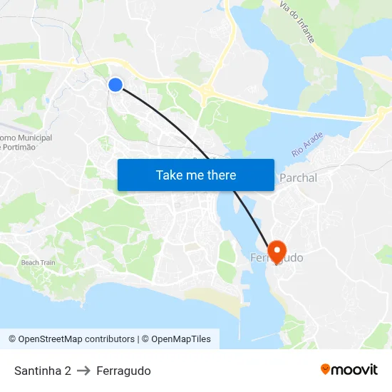Santinha 2 to Ferragudo map