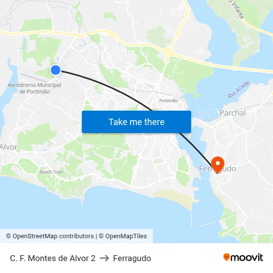 C. F. Montes de Alvor 2 to Ferragudo map