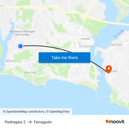 Pedregais 2 to Ferragudo map