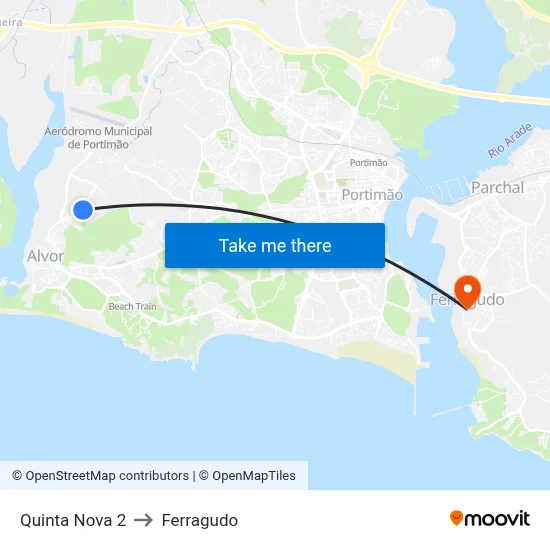 Quinta Nova 2 to Ferragudo map