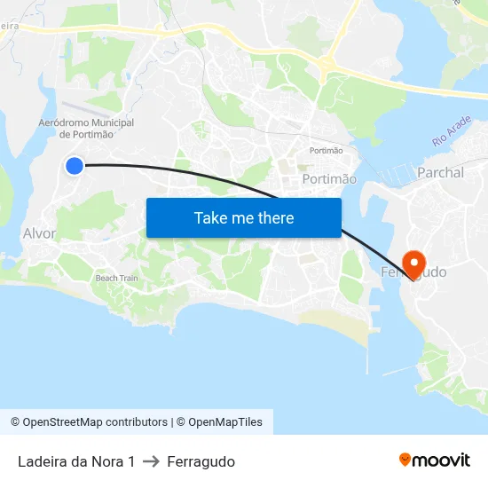 Ladeira da Nora 1 to Ferragudo map