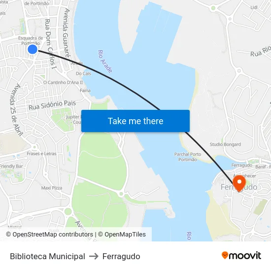 Biblioteca Municipal to Ferragudo map