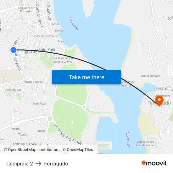 Cedipraia 2 to Ferragudo map