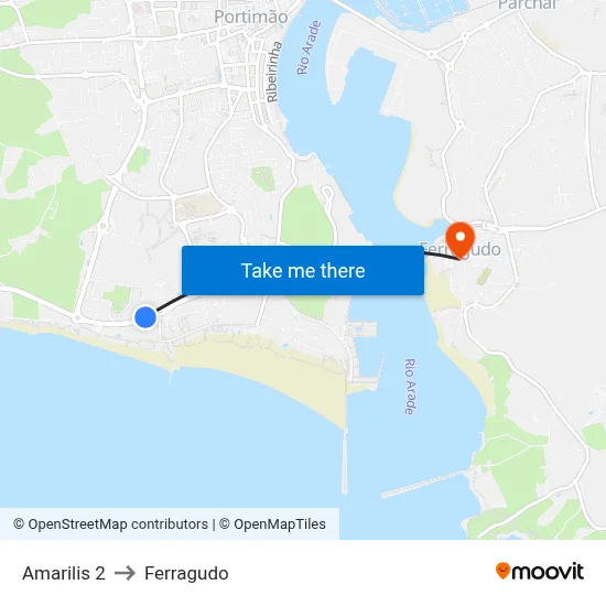 Amarilis 2 to Ferragudo map