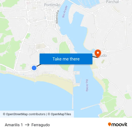 Amarilis 1 to Ferragudo map