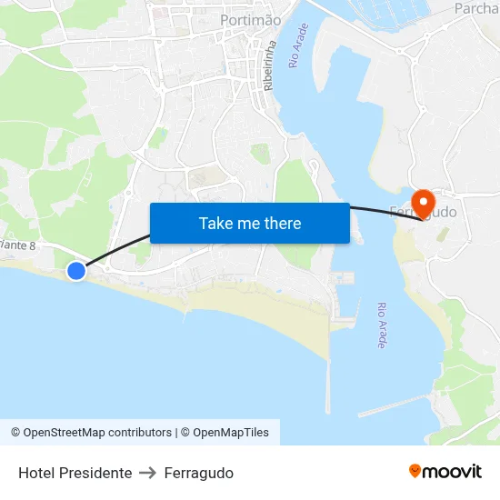 Hotel Presidente to Ferragudo map