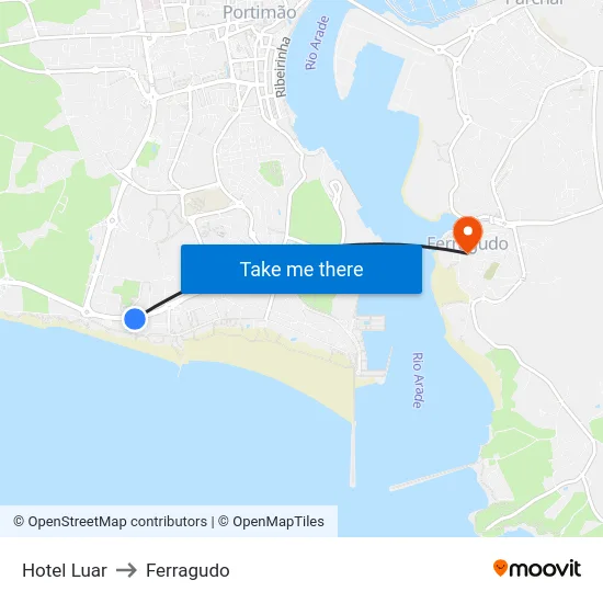 Hotel Luar to Ferragudo map