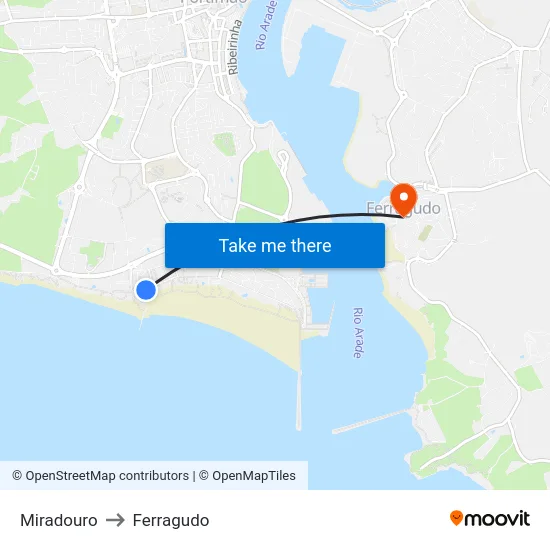 Miradouro to Ferragudo map