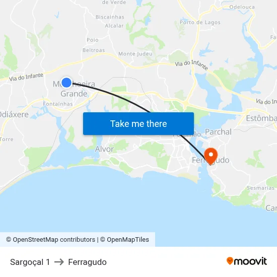 Sargoçal 1 to Ferragudo map