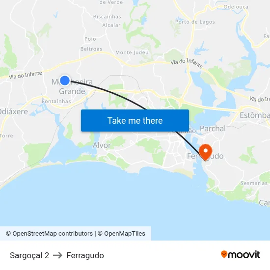 Sargoçal 2 to Ferragudo map