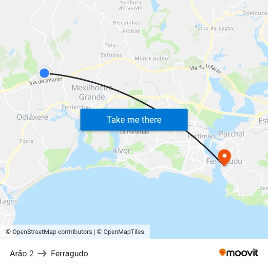 Arão 2 to Ferragudo map