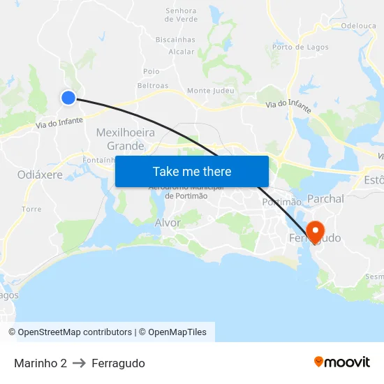 Marinho 2 to Ferragudo map