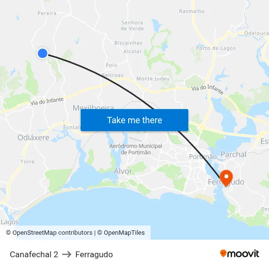 Canafechal 2 to Ferragudo map