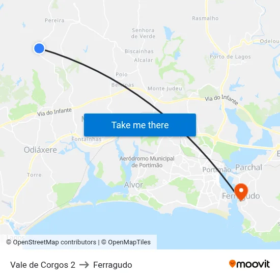Vale de Corgos 2 to Ferragudo map