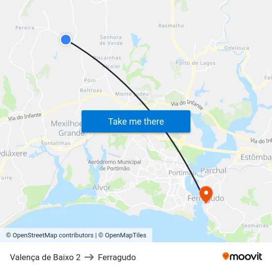 Valença de Baixo 2 to Ferragudo map