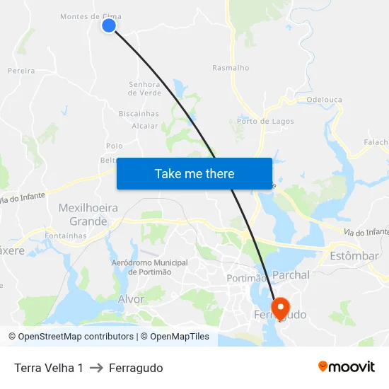 Terra Velha 1 to Ferragudo map