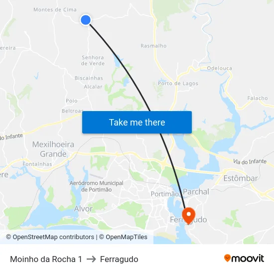 Moinho da Rocha 1 to Ferragudo map