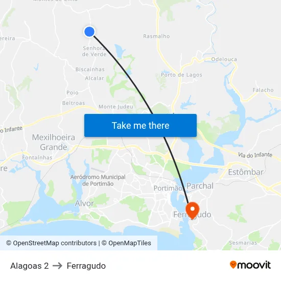 Alagoas 2 to Ferragudo map