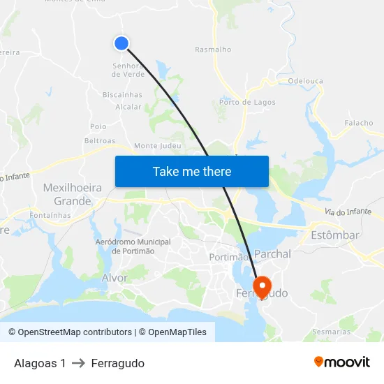 Alagoas 1 to Ferragudo map