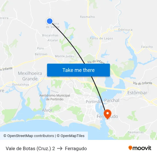 Vale de Botas (Cruz.) 2 to Ferragudo map