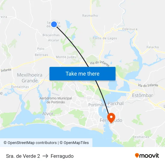 Sra. de Verde 2 to Ferragudo map